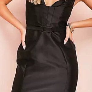 ASOS LUXE BANDEAU COCKTAIL MINI DRESS BLACK  UK8